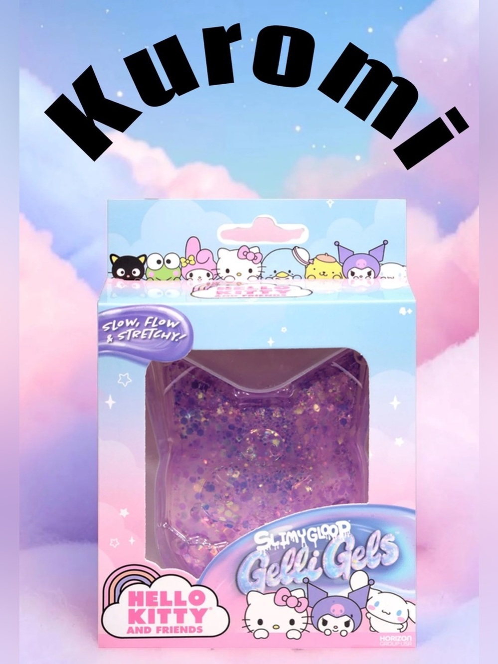 Hello Kitty & Friends Slimygloop Gelli Gels Kuromi Purple Glitter Squishy